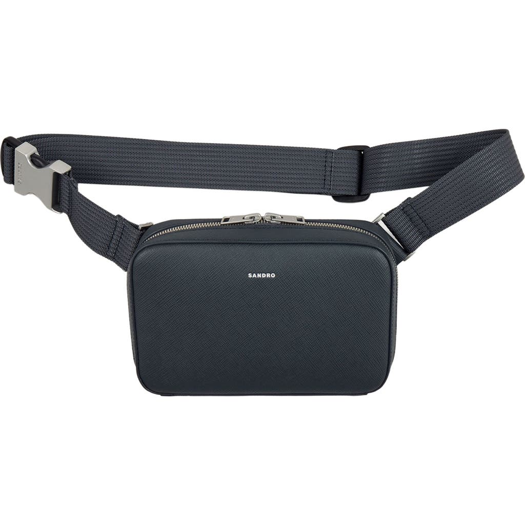 Sandro Small Reconstitued Leather Bag In Gray