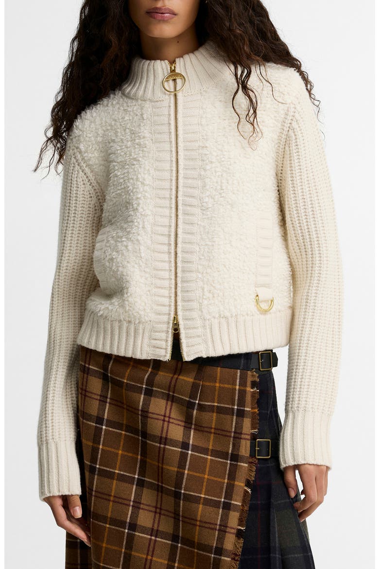 Hazelwood Knitted Zip Cardigan, Main, color, ECRU