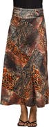 24seven Comfort Apparel Animal Patchwork Print Maxi Skirt