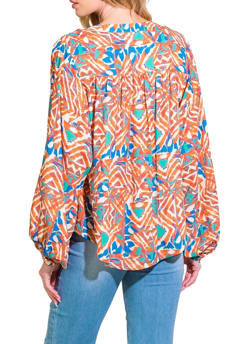 Printed Long Sleeve Top, Alternate, color, ORANGE GREEN