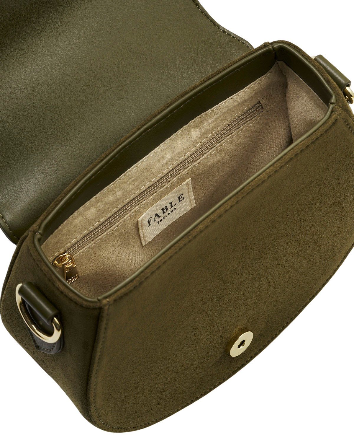 Charlotte Meadow Scene Embroidered Faux Suede Saddle Purse, Alternate, color, Khaki