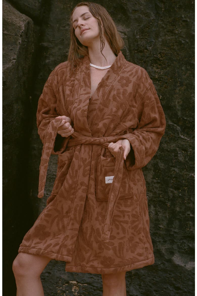 Sunny Sculpted Cotton Robe, Alternate, color, TOAST