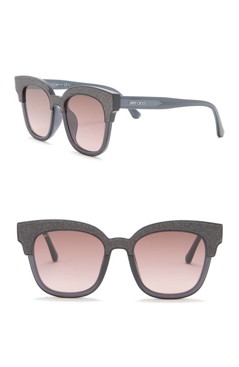 Jimmy Choo Mayela 50mm Glitter Square Sunglasses, Alternate, color, 