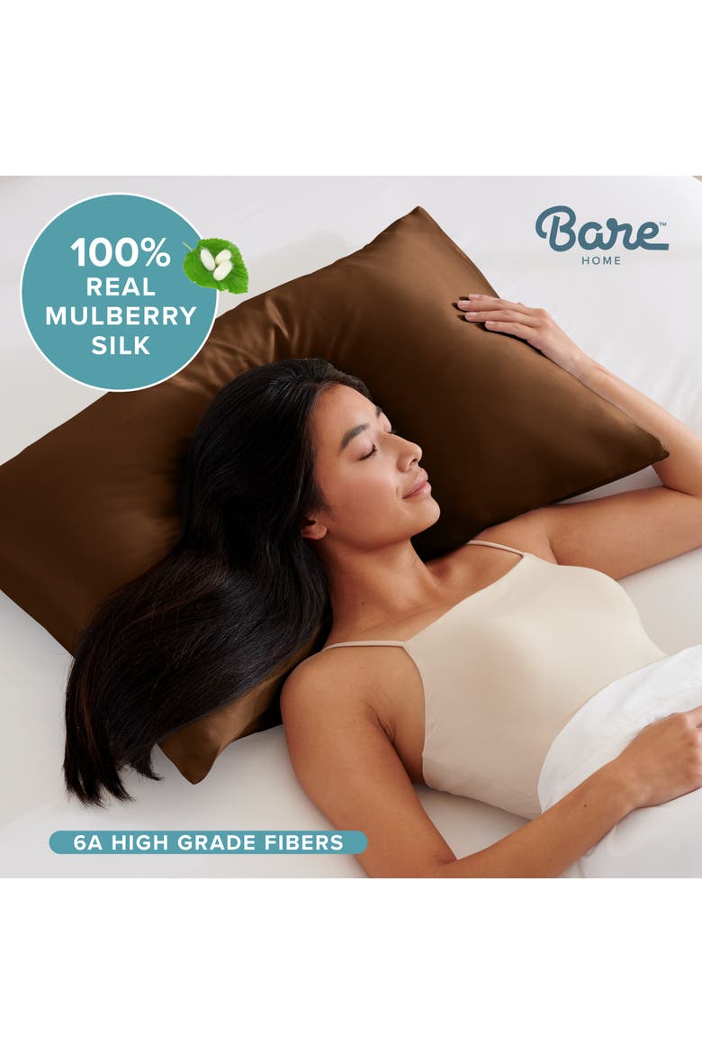 19 Momme 100% Mulberry Silk Pillowcase, Alternate, color, Brown