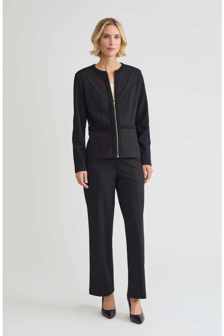 Heritage LuxeStretch Ponte Zip-Up Jacket, Alternate, color, Black