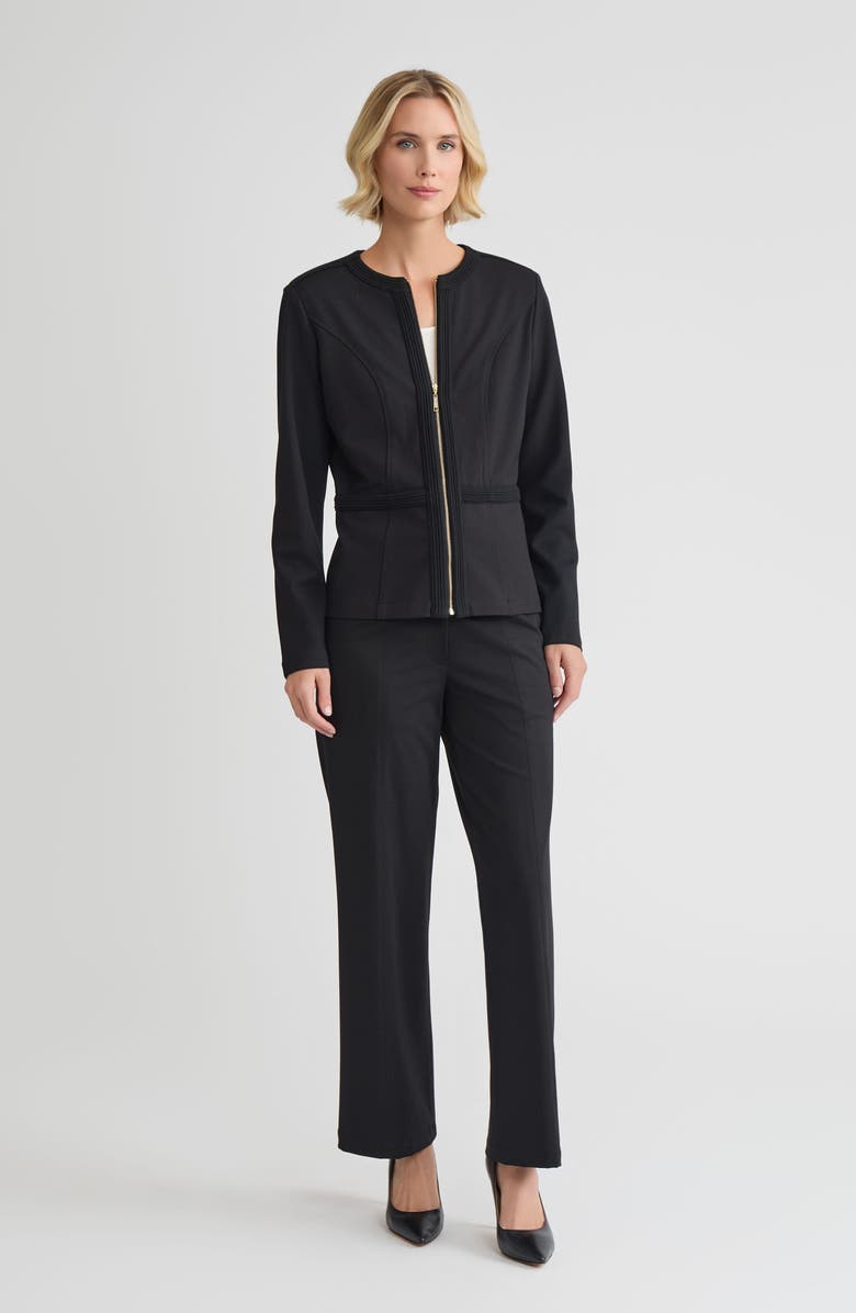 Misook Heritage LuxeStretch Ponte Zip-Up Jacket, Alternate, color, Black