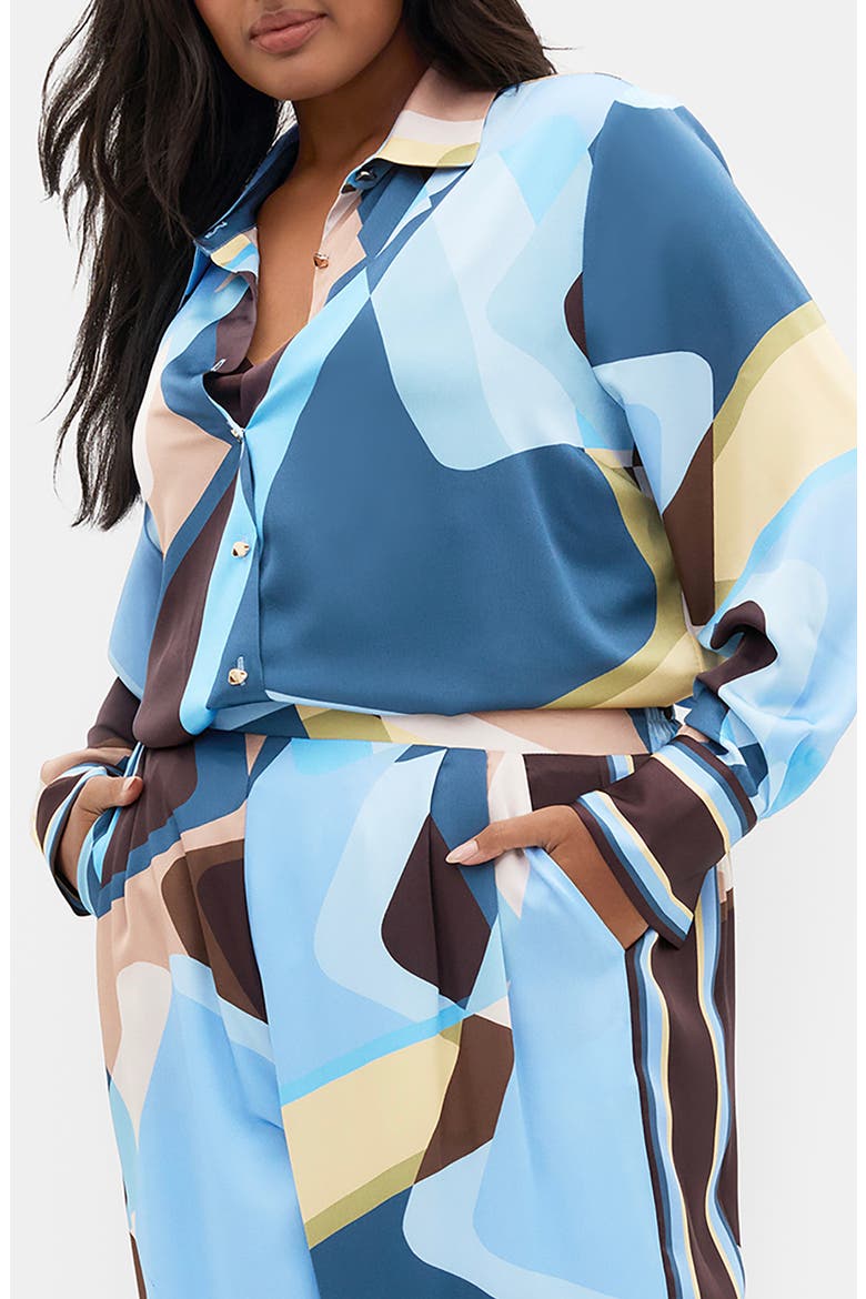 Amaya Print Shirt, Alternate, color, BLUE ABSTRACT