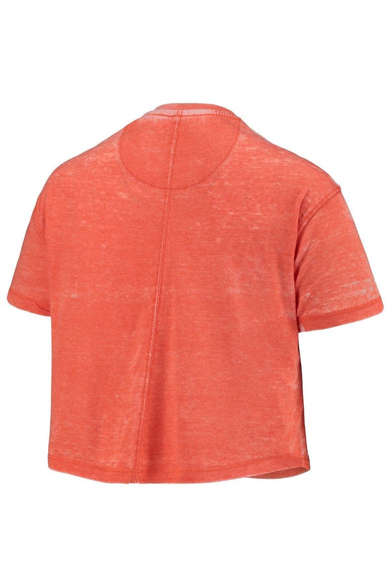 Women's Pressbox Orange Clemson Tigers Edith Vintage Burnout Crop T-Shirt, Alternate, color, ORANGE