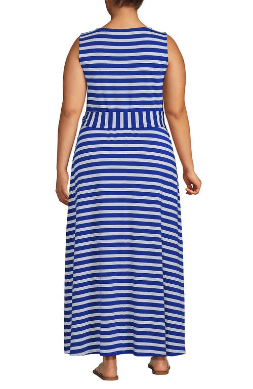 LANDS' END LANDS' END PLUS SIZE COTTON MODAL SLEEVELESS TIE WAIST MAXI DRESS