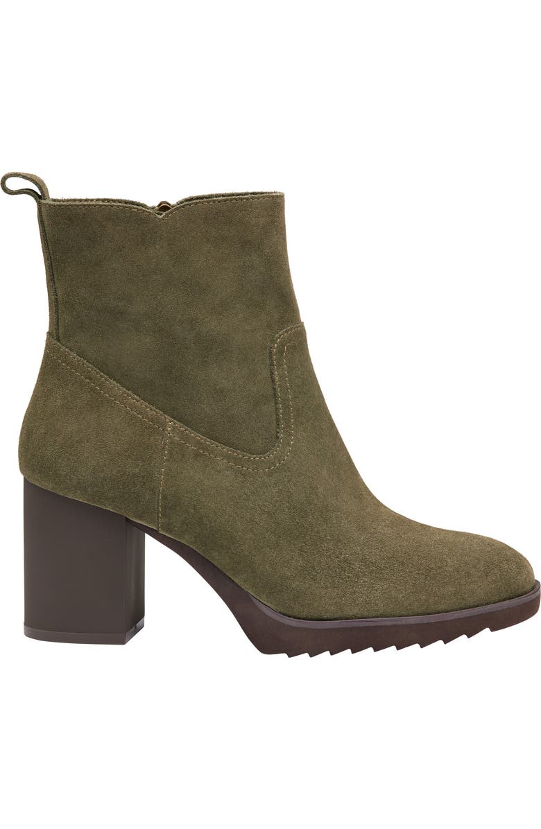 Johnston & Murphy Izzie Waterproof Platform Bootie, Alternate, color, Olive Waterproof Suede