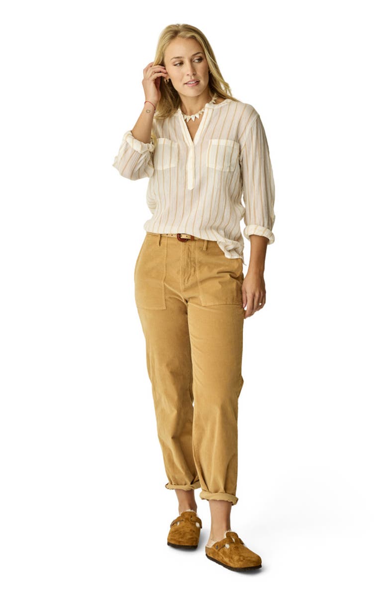 Carve Designs Dylan Gauze Shirt, Main, color, Camel Stripe