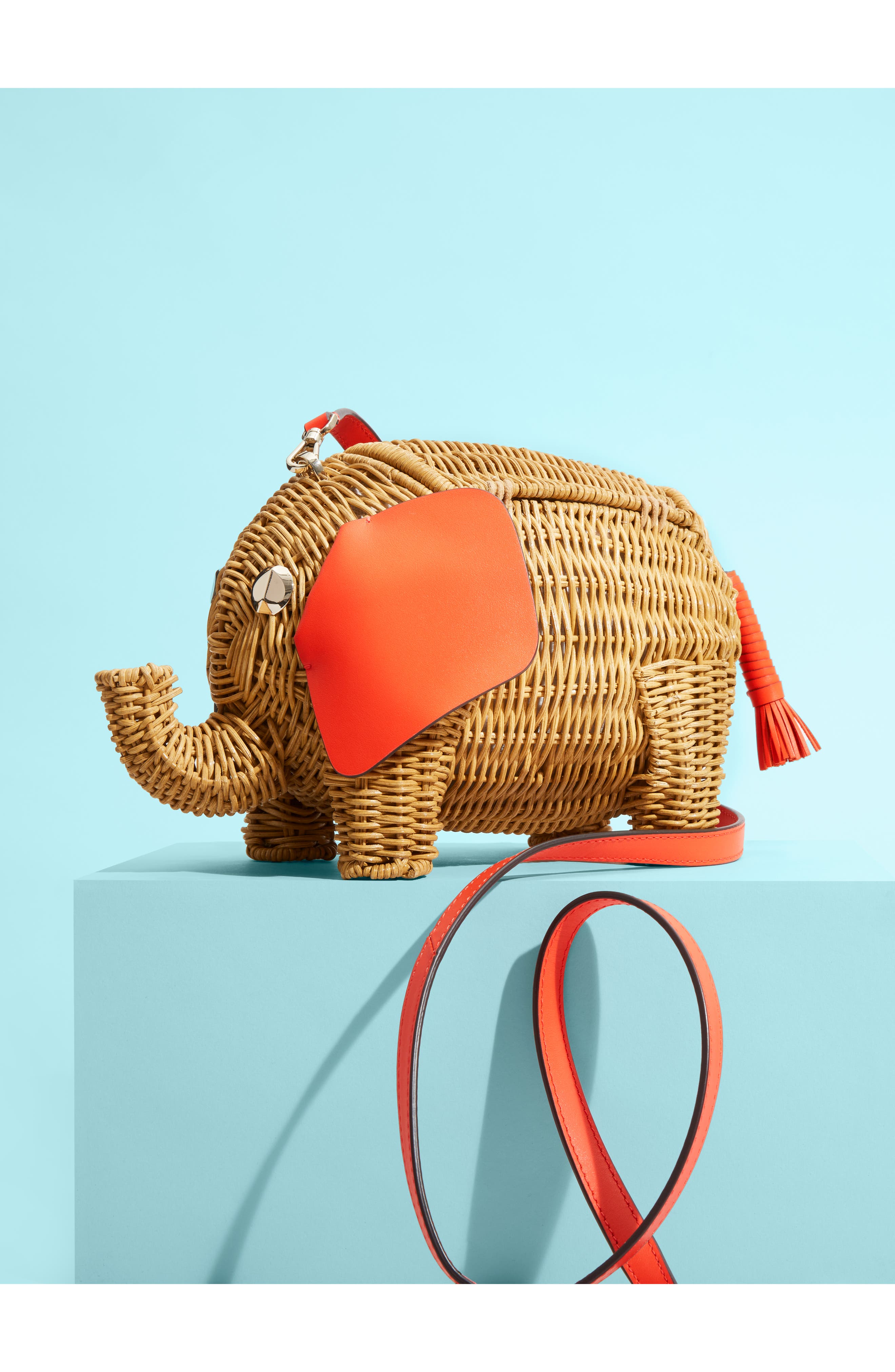 Kate Spade New York tiny wicker elephant crossbody bag, Main, color, 