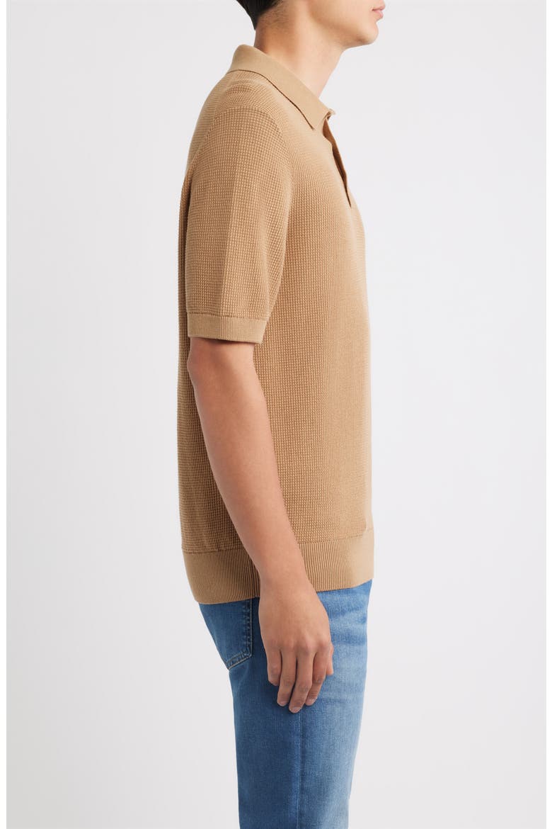 Lancio Solid Cotton Waffle Polo Sweater, Alternate, color, OPEN BEIGE