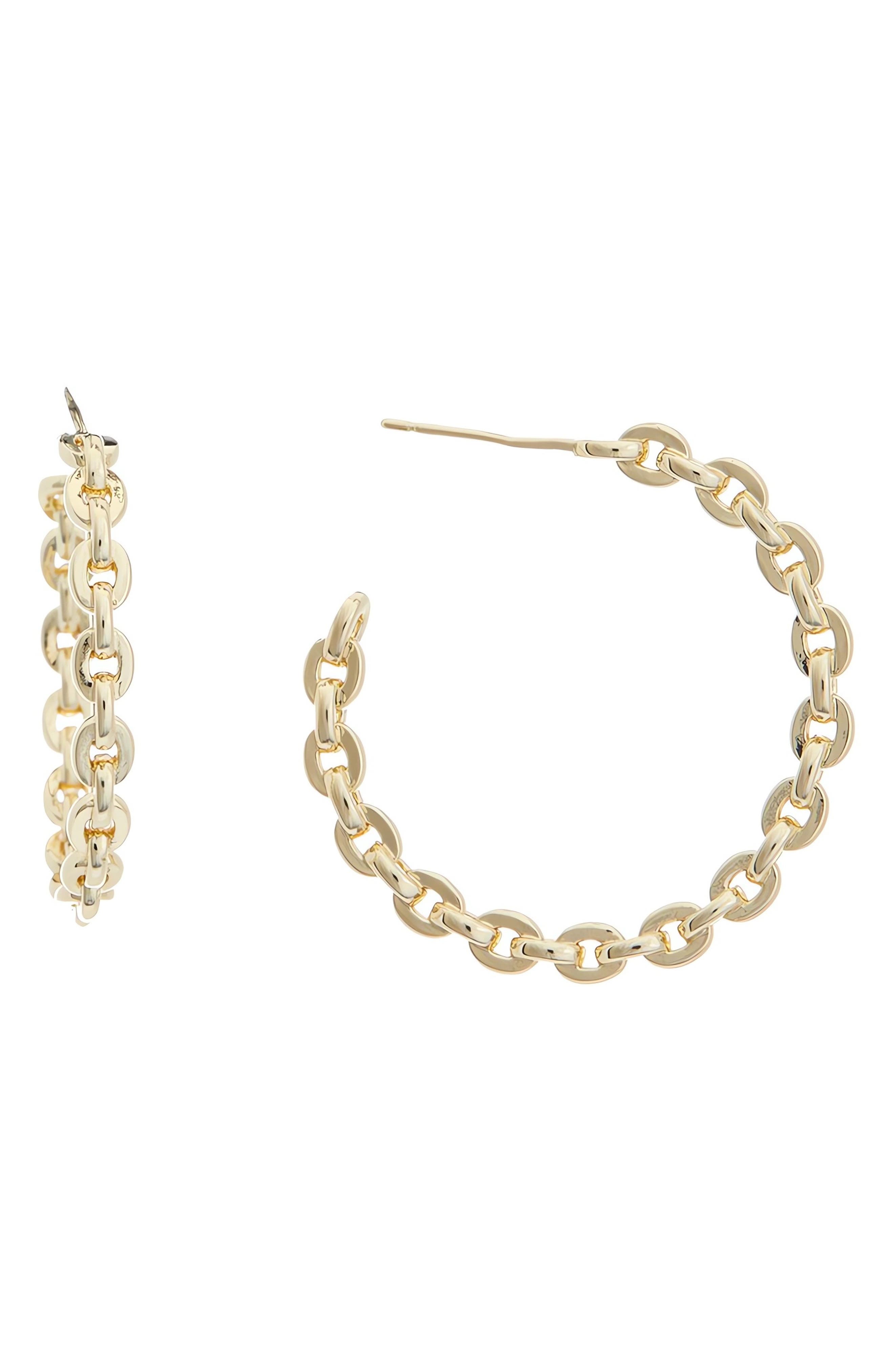 Goldtone Chain Link Hoop Earrings