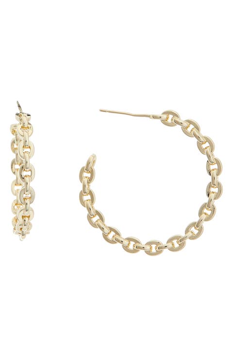 Goldtone Chain Link Hoop Earrings