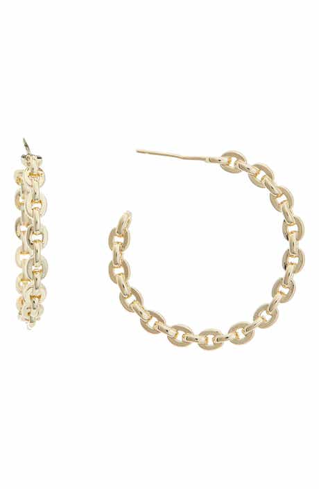 Goldtone Chain Link Hoop Earrings