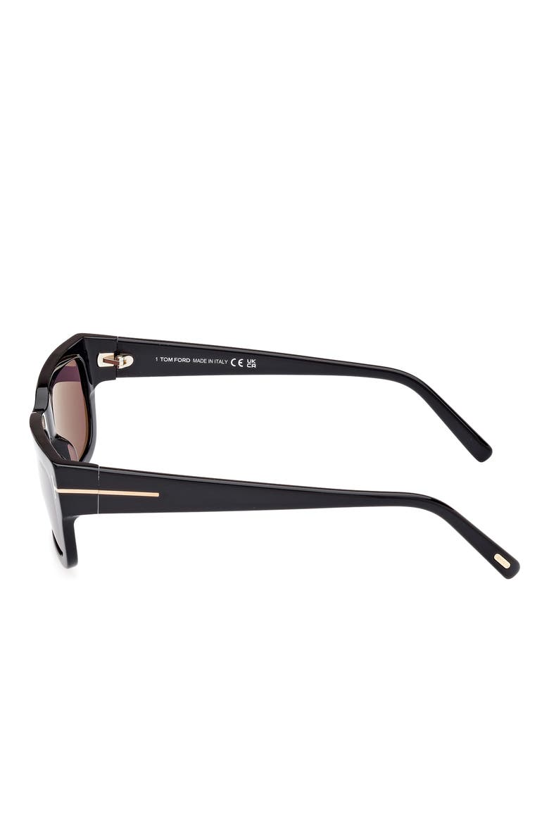 54mm Rectangular Sunglasses, Alternate, color, SHINY BLACK / SMOKE