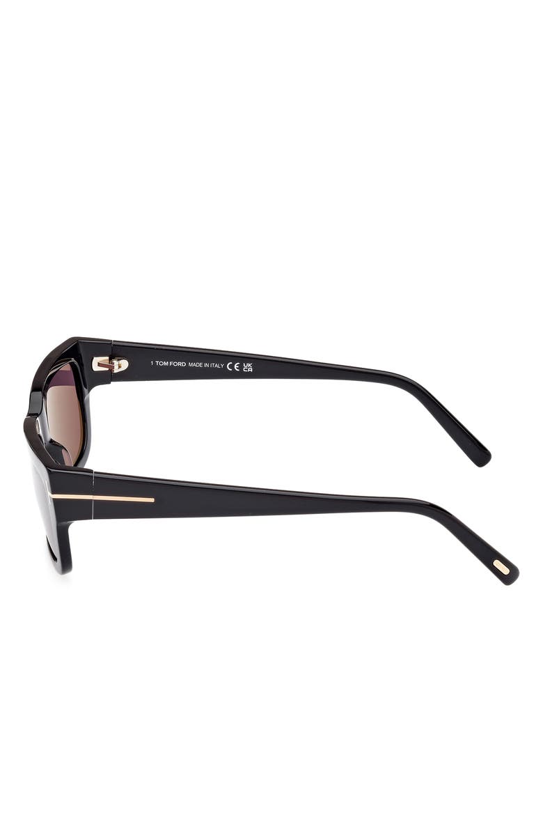 TOM FORD 54mm Rectangular Sunglasses, Alternate, color, Shiny Black / Smoke