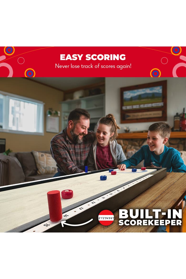 2-in-1 Premium Shuffleboard and Curling Game, Alternate, color, Brown