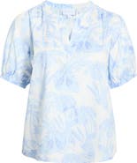 SUGARLIPS Poly Leaf Neli Puff Sleeve Cotton Top