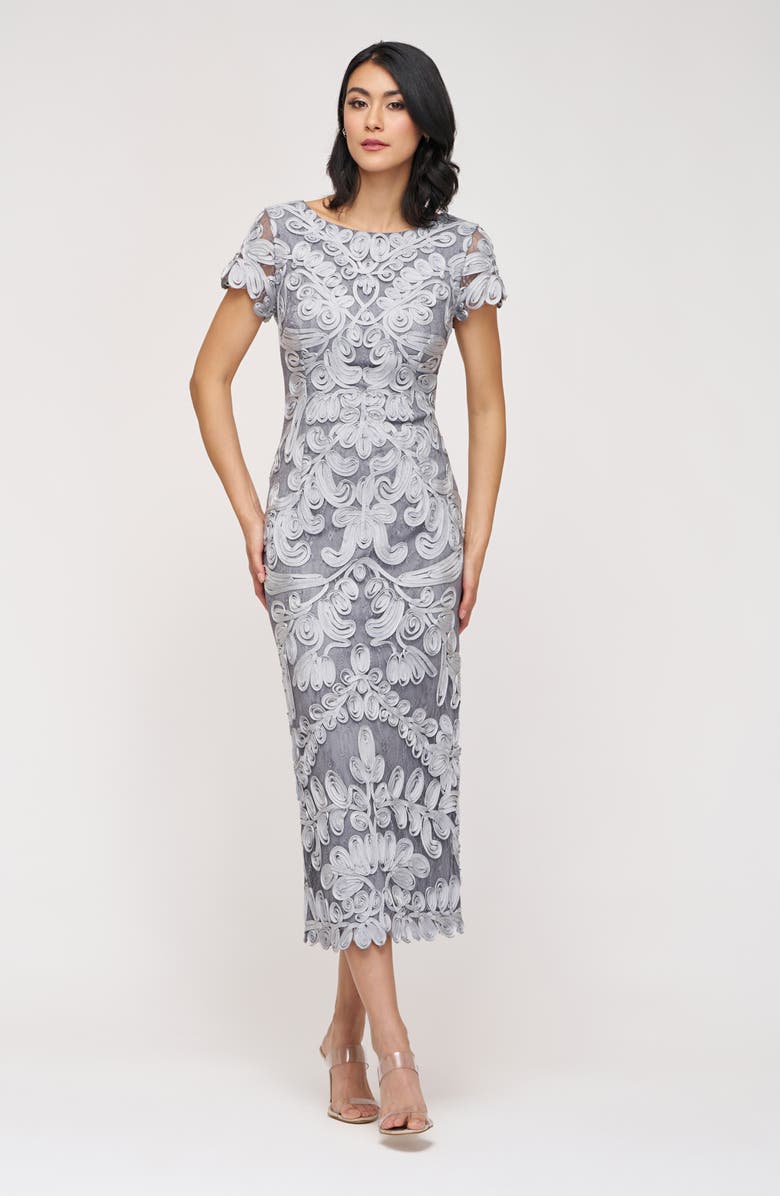 JS Collections Soutache Lace Cocktail Dress, Alternate, color, Gunmetal