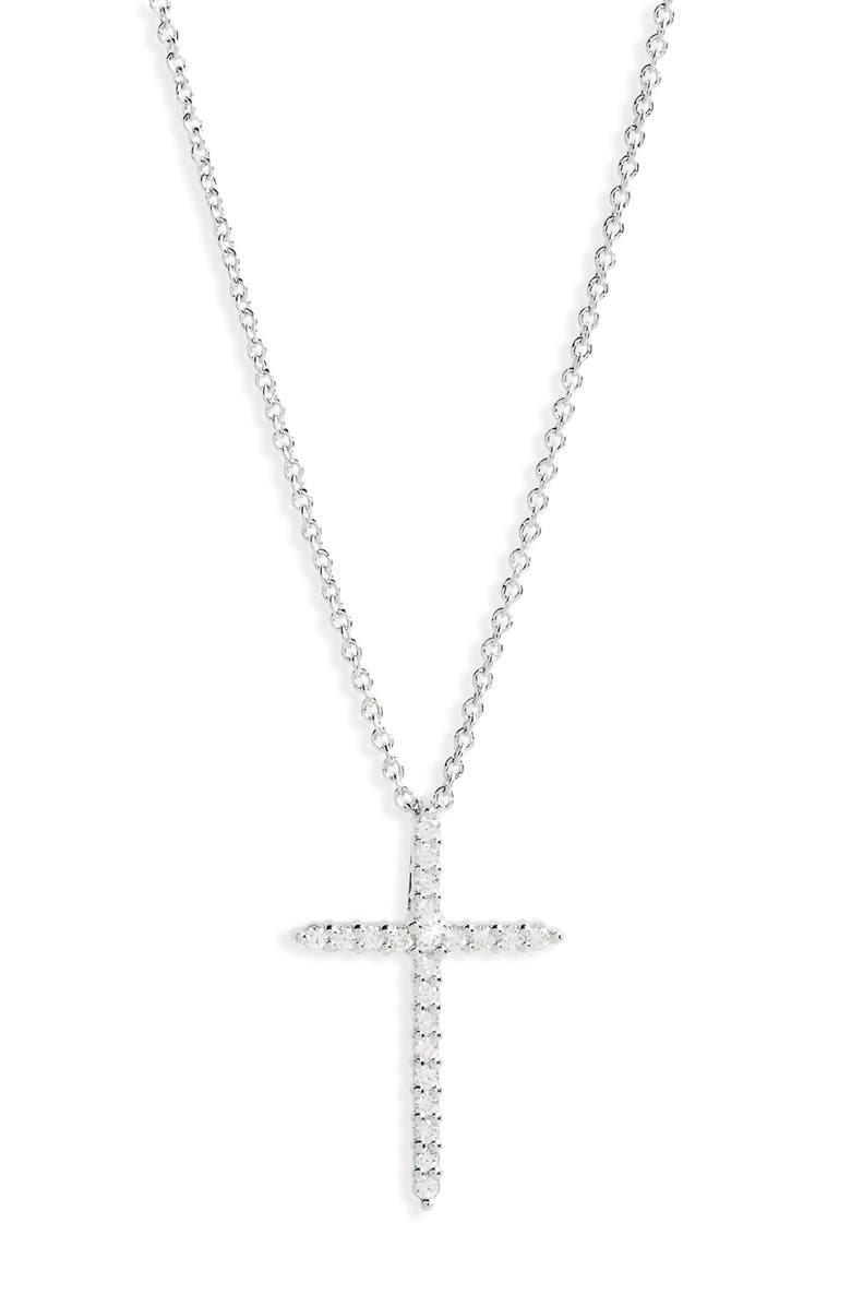 Roberto Coin Diamond Cross Pendant Necklace, Alternate, color, 