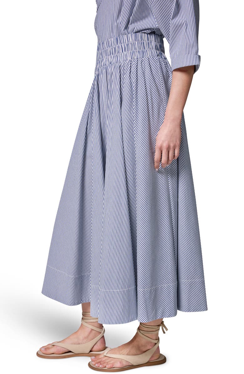 Donna Karan New York Stripe Stretch Cotton Maxi Skirt, Alternate, color, Night Fall