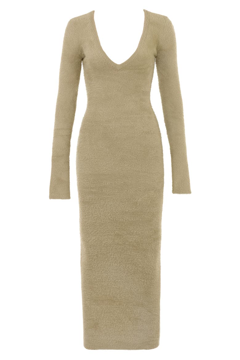 Lucille Long Sleeve V-Neck Maxi Sweater Dress, Alternate, color, CAMEL