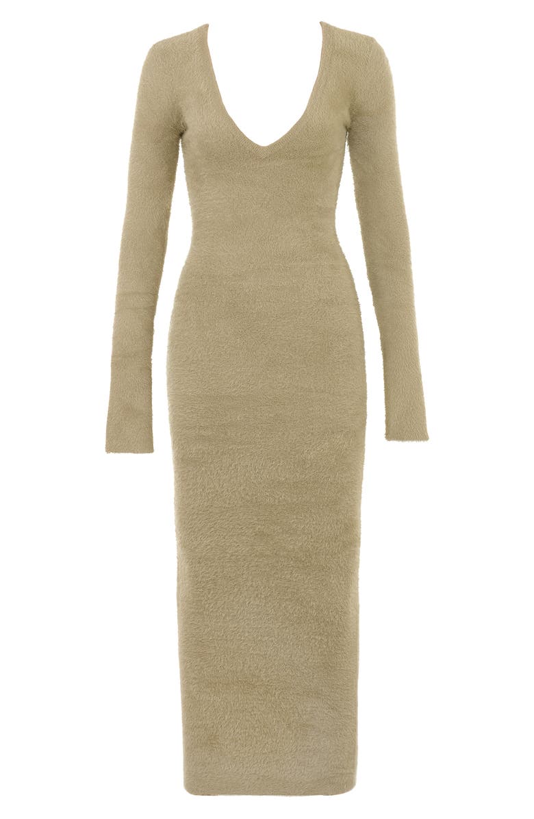 HOUSE OF CB Lucille Long Sleeve V-Neck Maxi Sweater Dress, Alternate, color, Camel