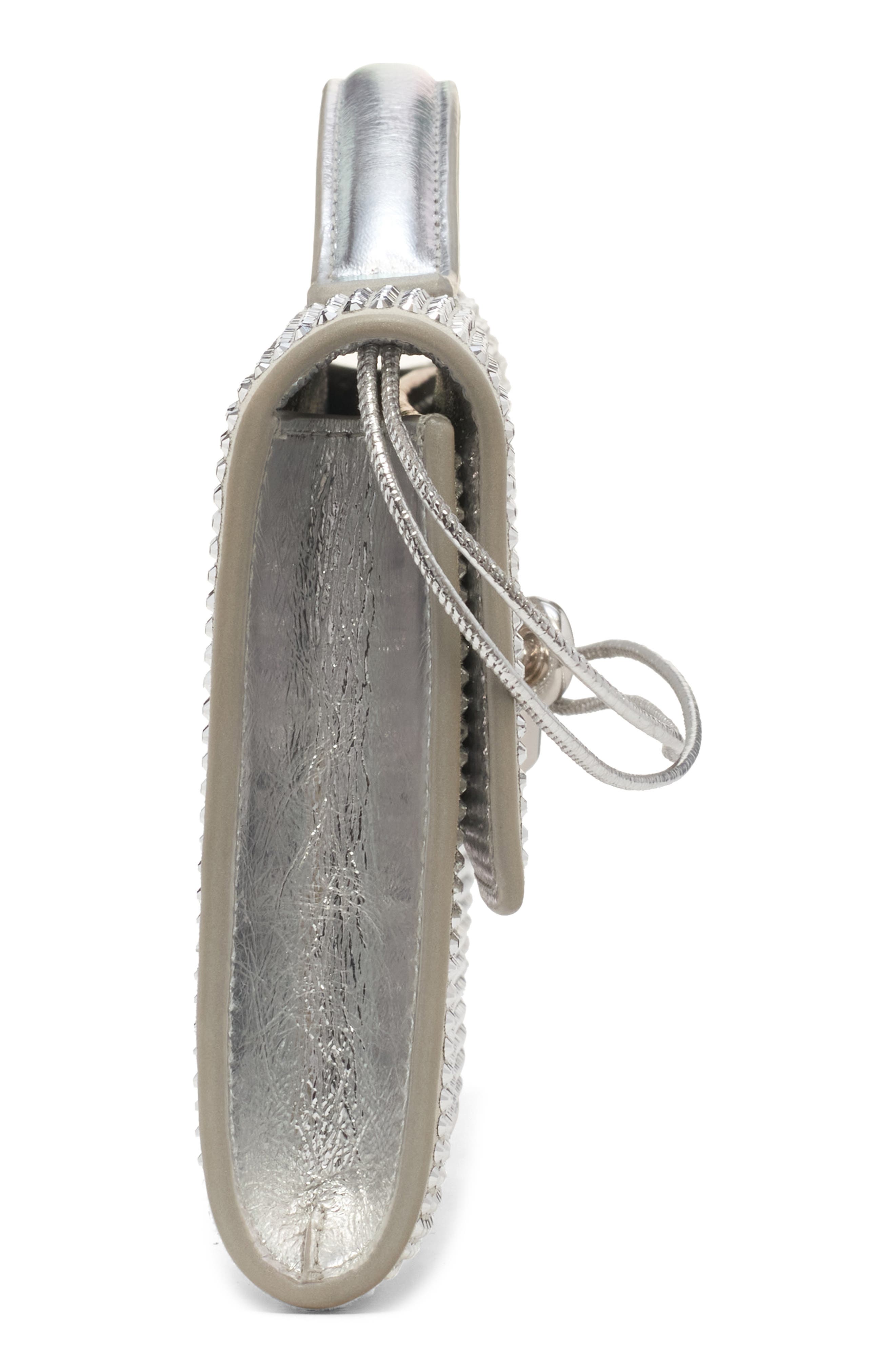 Bottega Veneta Long Andiamo Crystal Embellished Clutch, Alternate, color, 1905 White M/ Silver-S