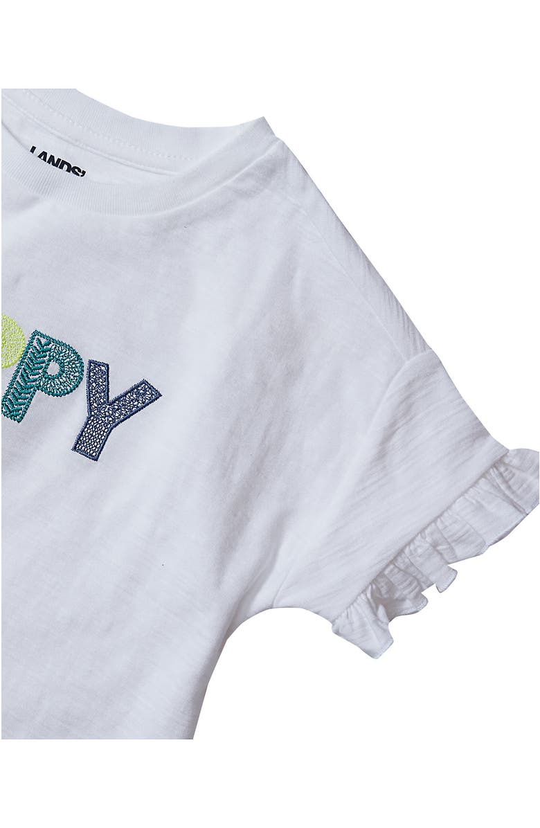 Lands' End Girls Short Sleeve Ruffle Tee, Alternate, color, Happy/White