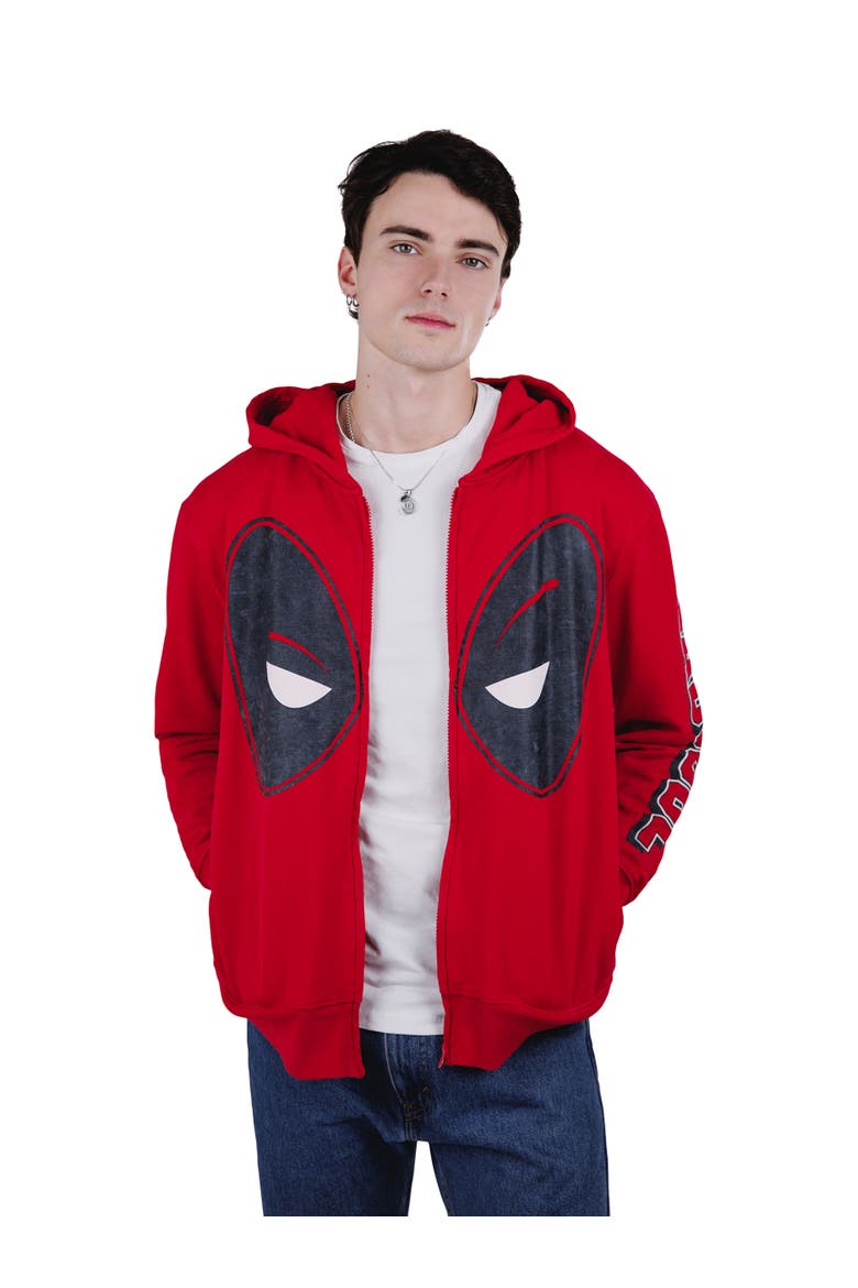 Deadpool and Wolverine Fleece Zip Up Hoodie, Alternate, color, Deadpool Mineral Red