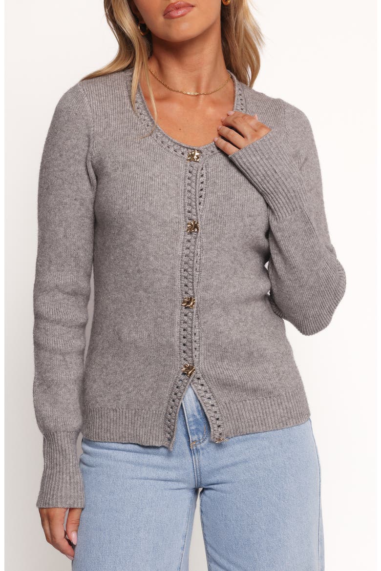 Quay Openwork Detail Cardigan, Alternate, color, HEATHER GREY
