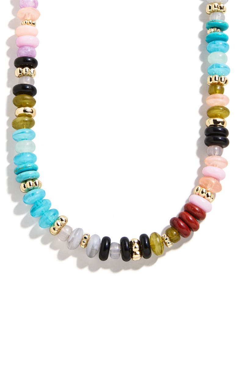 BaubleBar Mariel Semiprecious Bead Necklace, Alternate, color, Blue