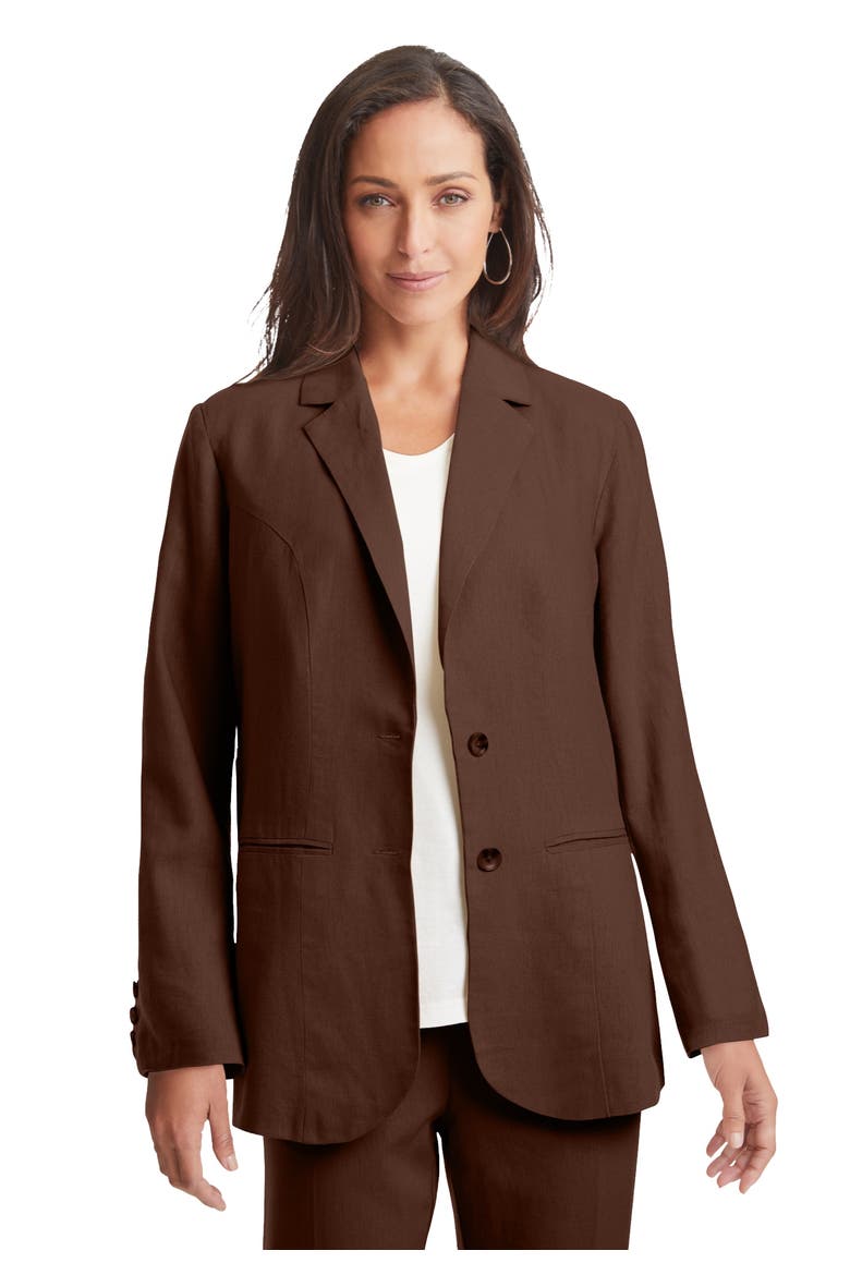 Linen Blazer, Main, color, RICH BROWN