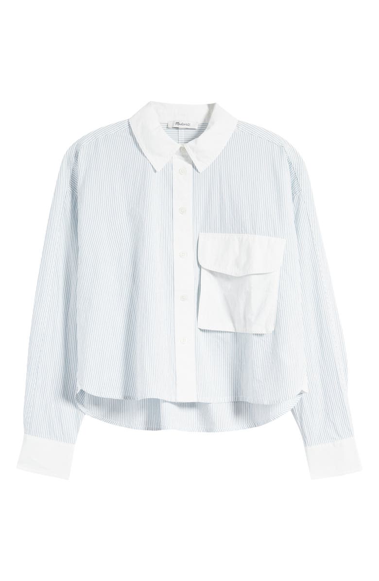 Madewell Stripe Cotton Cargo Pocket Crop Shirt, Alternate, color, 