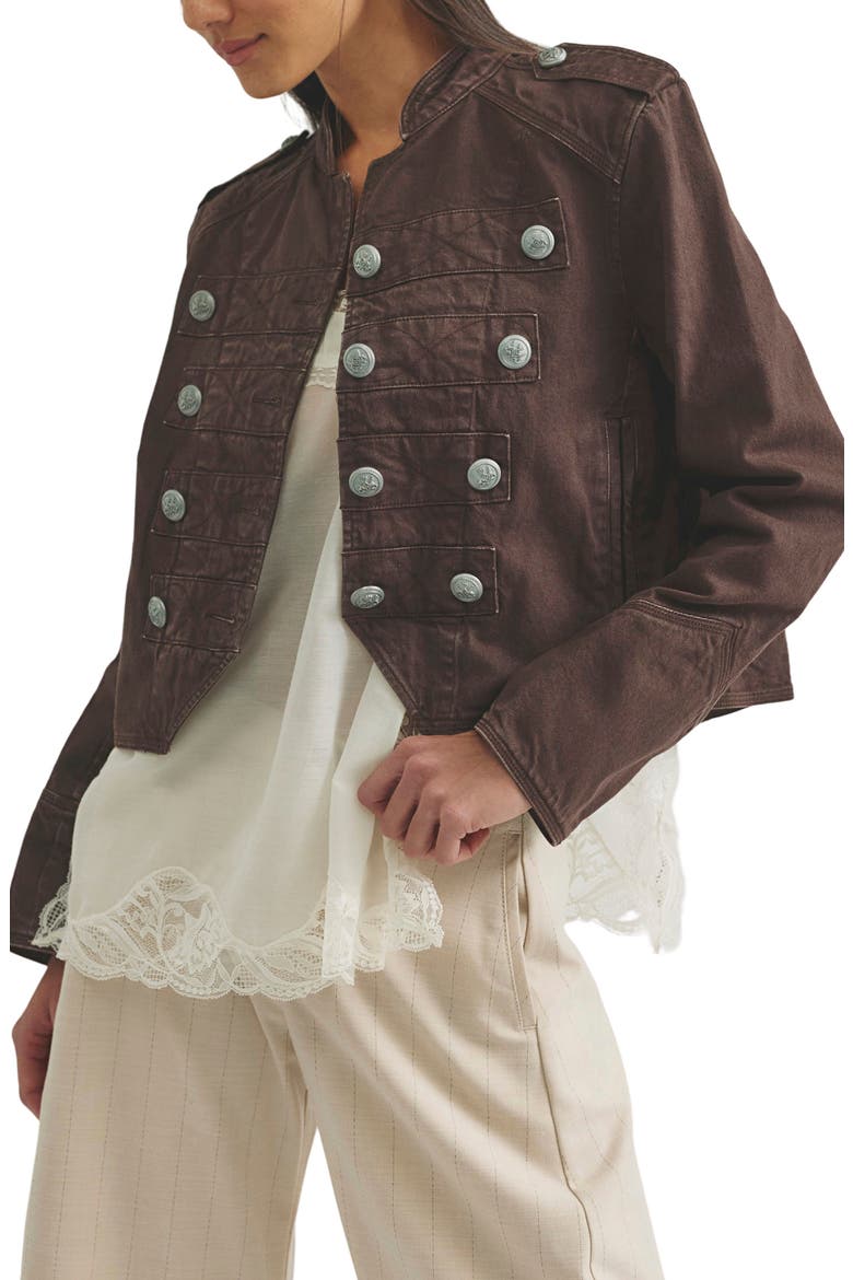 Ryland Cotton & Linen Band Jacket, Main, color, DOUBLE ESPRESSO