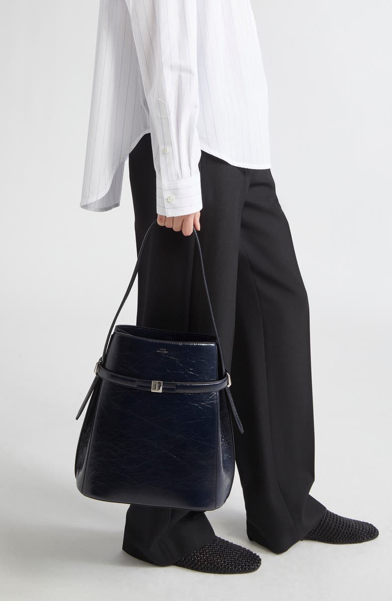 TOTEME Belted Leather Bucket Shoulder Bag, Alternate, color,