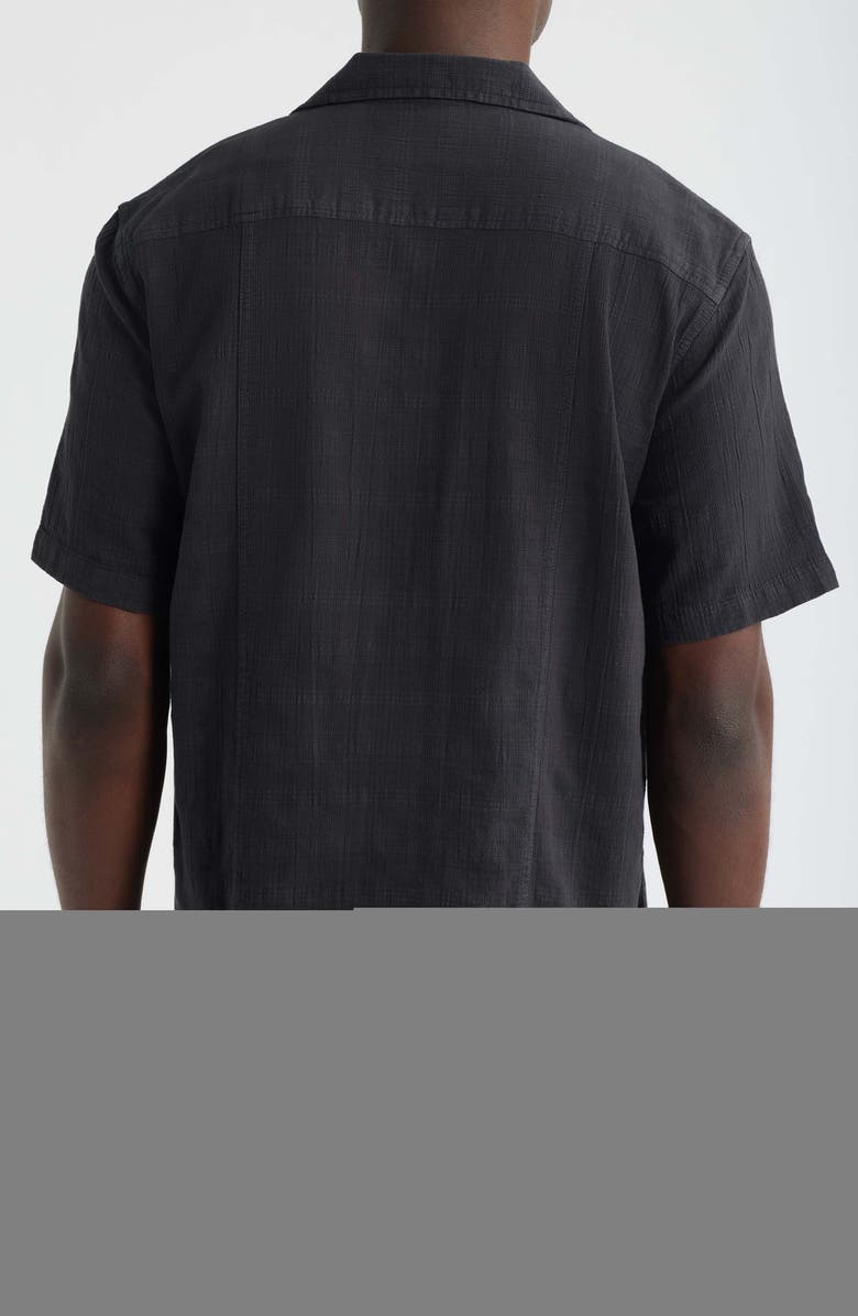Corridor Washed Dobby Check Cotton Seersucker Camp Shirt, Alternate, color, Washed Black