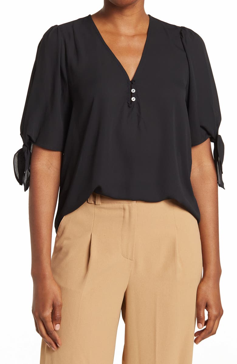 Everleigh Tie Sleeve Button Front Blouse, Main, color,