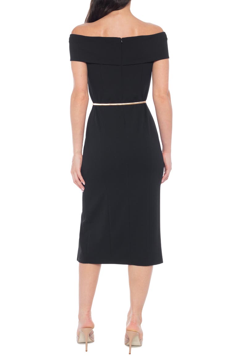 Off the Shoulder Scuba Knit Midi Dress, Alternate, color, BLACK