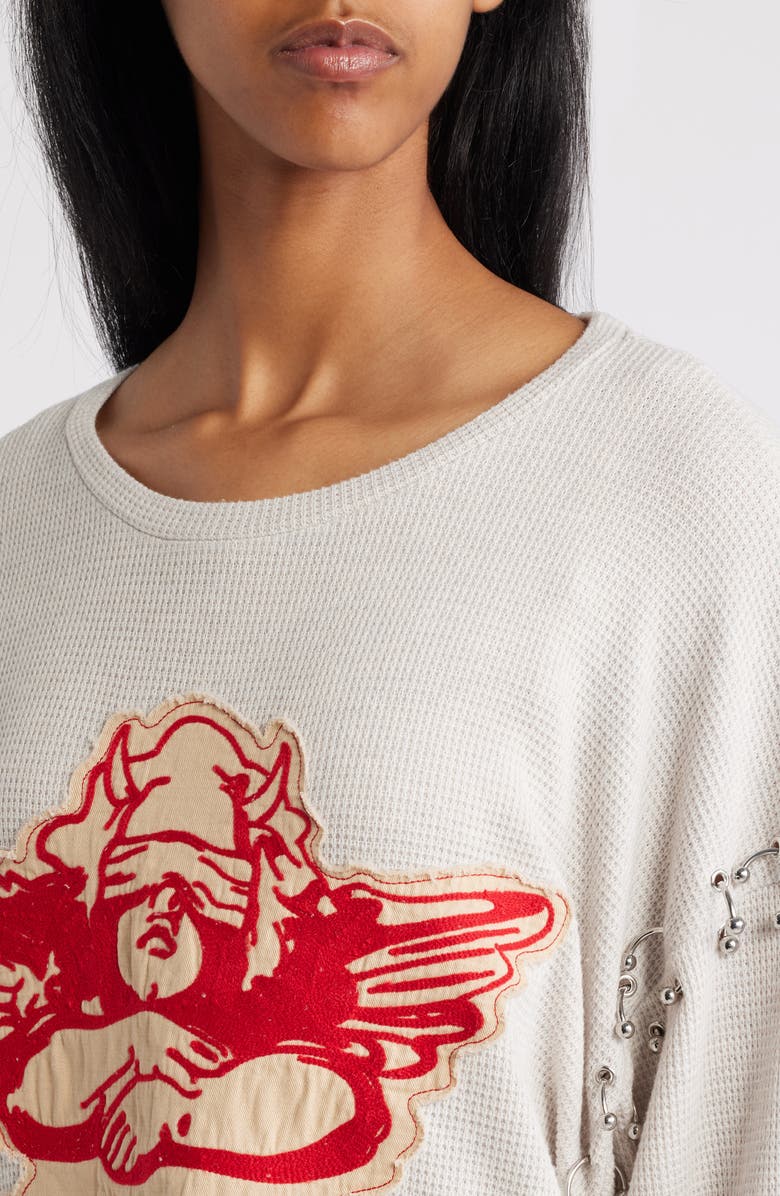 BOYS LIE Stitch Me Up Thermal Boyfriend Pullover, Alternate, color, 