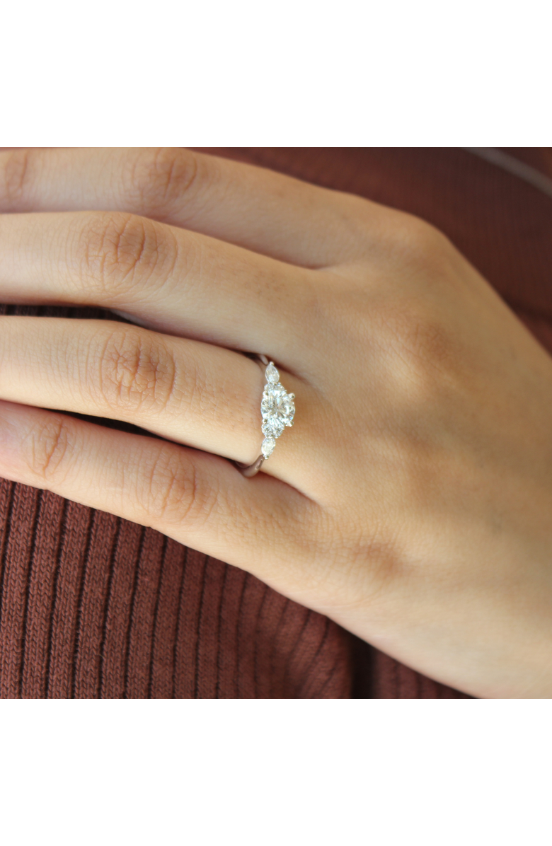 LuvMyJewelry Elora 14K Gold Round & Marquise Cut Lab Grown Diamond Engagement Ring - 1 Ct, Alternate, color, 14K White Gold