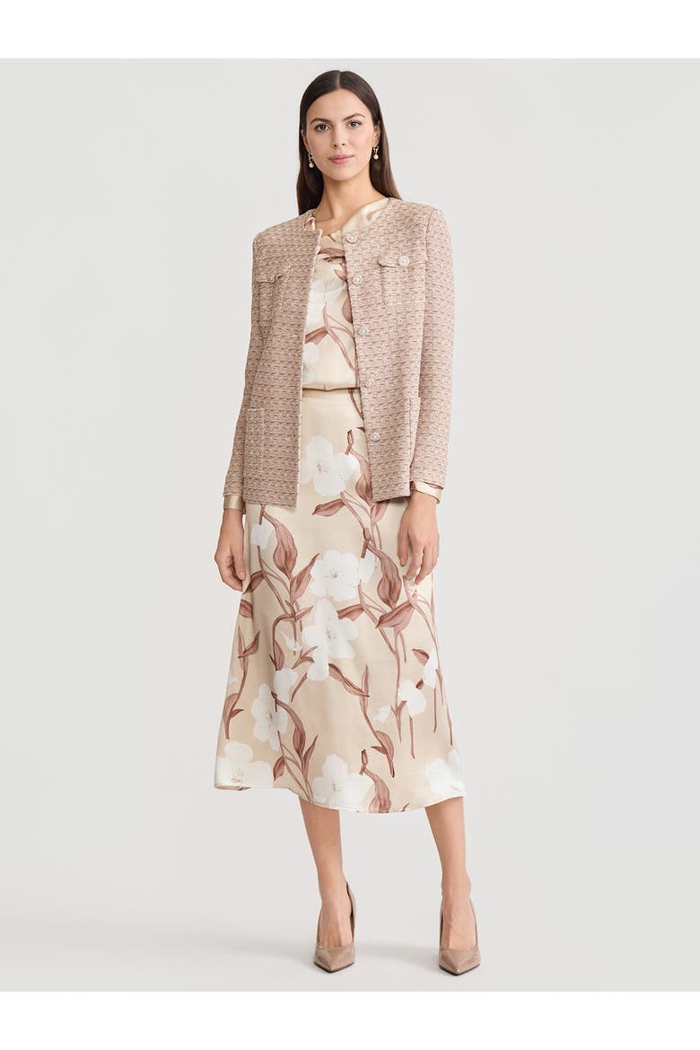 Flared Floral Print Silk Maxi Skirt, Alternate, color, Biscotti/Charmeuse