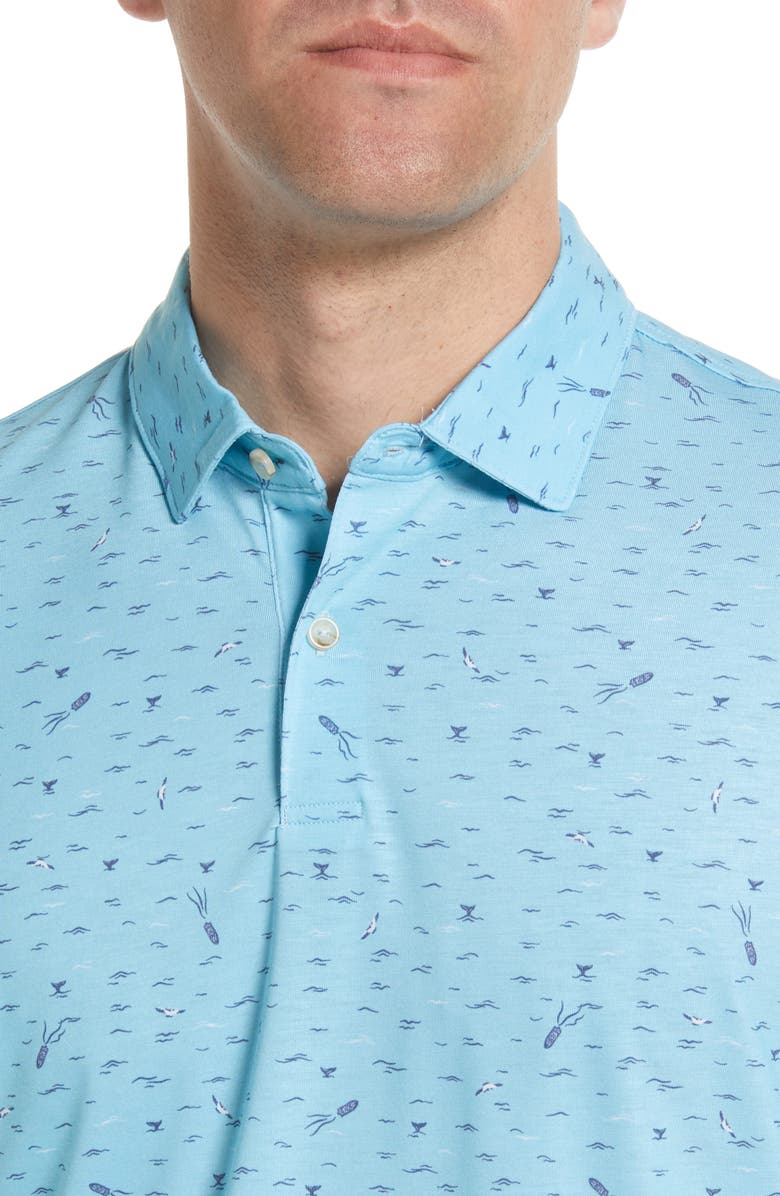 Peter Millar Men's drirelease<sup>®</sup> Whales & Waves Print Short Sleeve Performance Polo, Alternate, color,