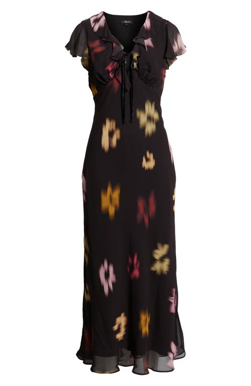 Rails Neela Blurred Floral Ruffle Maxi Dress In Black