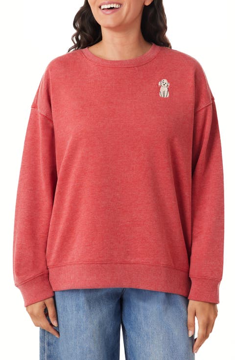 NORA Cozy Holiday Animal Embroidered Fleece Sweatshirt