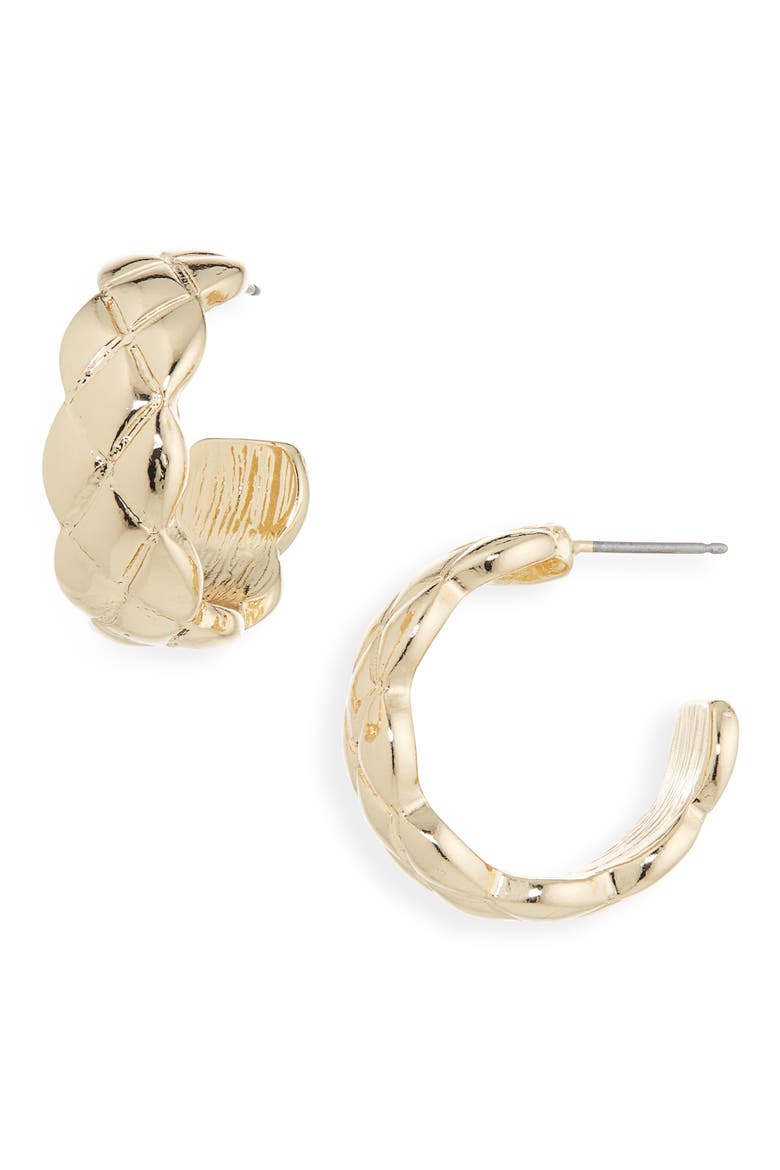 Textured Hoop Earrings, Main, color, GOLD