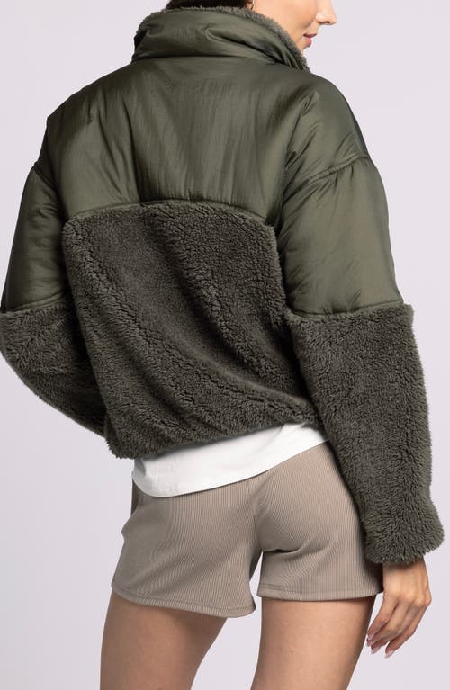 Thread & Supply Delia Mixed Media Jacket In Green