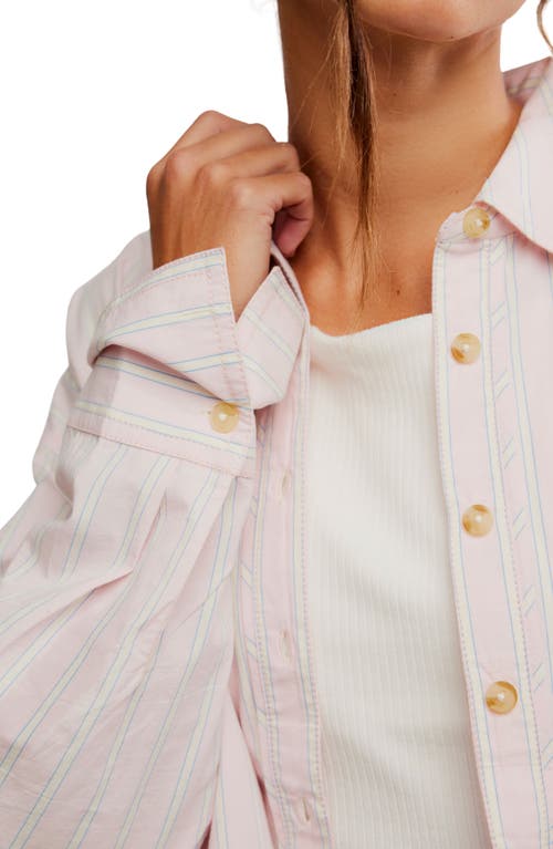 FREE PEOPLE FREE PEOPLE VARSITY VIBES STRIPE OVERSIZE COTTON BUTTON-UP SHIRT 